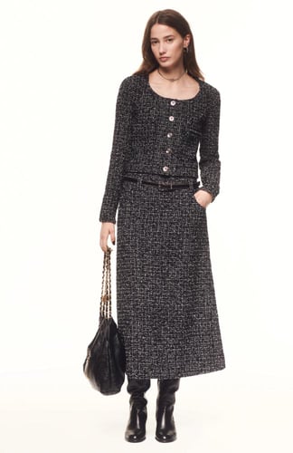 2024 سترة شانيل جاكيت تويد أسود