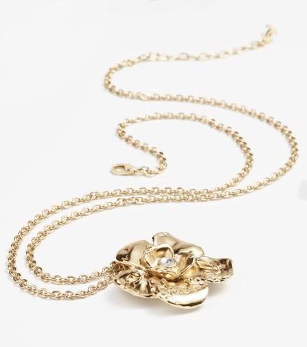 2025 قلادة شانيل وردة ذهبي كريستالي