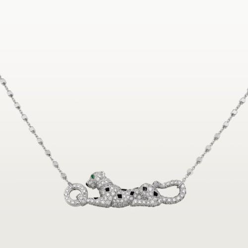 قلادة پانتير دو كارتييه فضي مرصع بالألئ