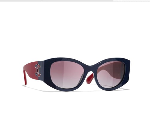 نظارة شمسية شانيل بإطار بيضاوي