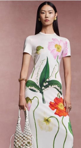 قفطان دولتشي اند غابانا أبيض بنقشات طويل جلابية رم...