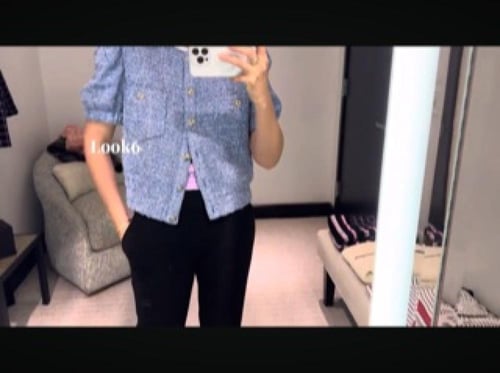 2024 سترة شانيل تويد، خليط من الألياف أزرق