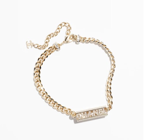 2024 قلادة شانيل شوكر معدن راتنج ستراس ذهبي كريستا...