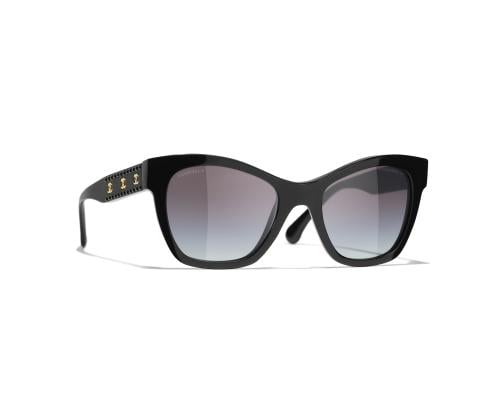 2024 نظارات شانيل شمسية بإطار عيون القطة أسود ذهبي...