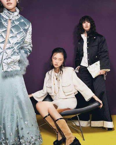 2025 أحذية شانيل بوت عالية شامواه جلد مخمل بيج أسو...