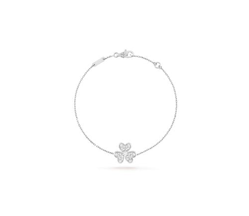 إسوارة فان كليف فريفول فضي مرصع ميني