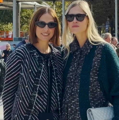 2024 سترة شانيل جاكيت كشمير قطن أسود ورديي أبيض