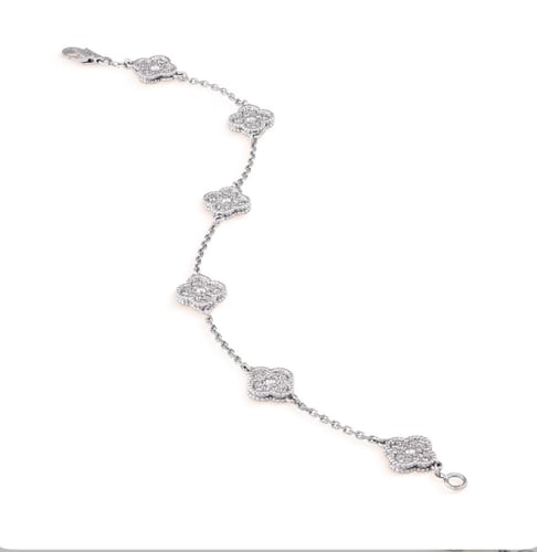 سوارة فان كليف سويت الهمبرا 6 زخارف فضي ابيض مرصعة