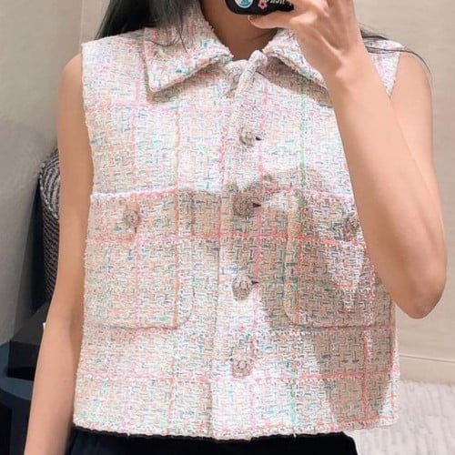 2024 جيليه شانيل صوف كاشمير أبيض ألياف مختلطه