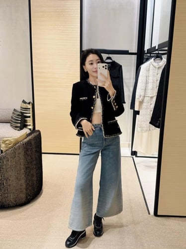 2025 سترة شانيل جاكيت شتوي أسود