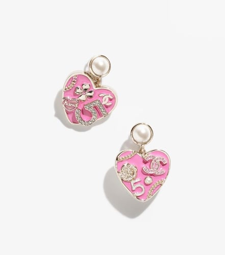 2024 أقراط شانيل بدلاية ذهبي، وردي، أبيض لؤلؤي، كر...