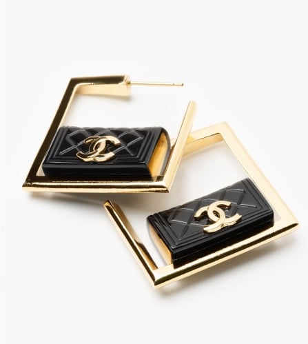 2024 اقراط شانيل ذهبي غلق مسمار على شكل حقيبة شاني...