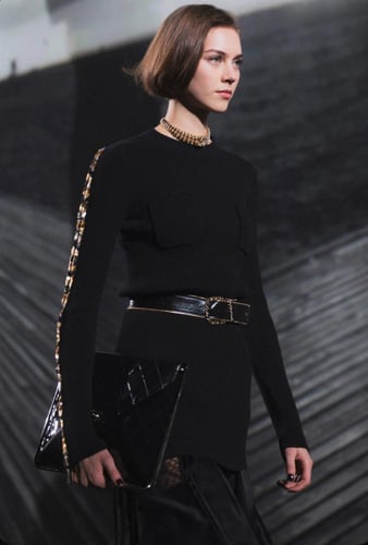 2024 حزام شانيل عريض جلد أسود ذهبي