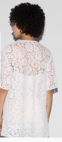 2024 بلوزة قوتشي من القطن والدانتيل المُزهر مزيّنة