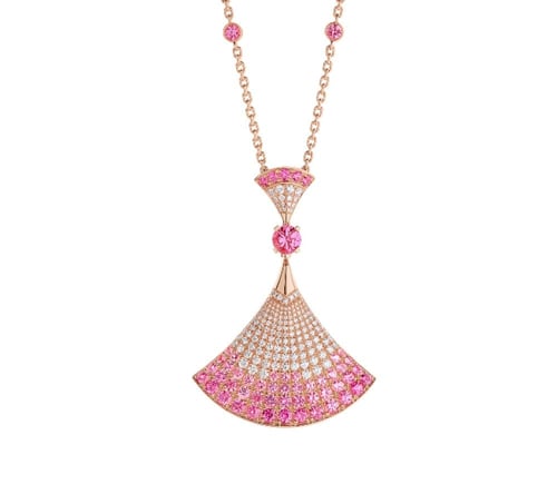 قلادة بولغاري ديفاز دريم وردي ذهبي كريستالي