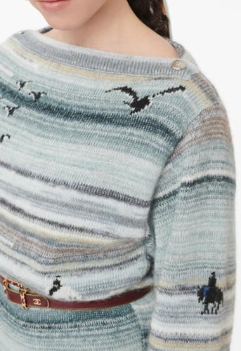 2024 كنزة شانيل بلوفر كشمير صوف رمادي