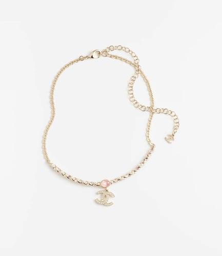 2024 قلادة شانيل بسلسال ذهبي مطعم بلؤلؤة كبيرة ورد...