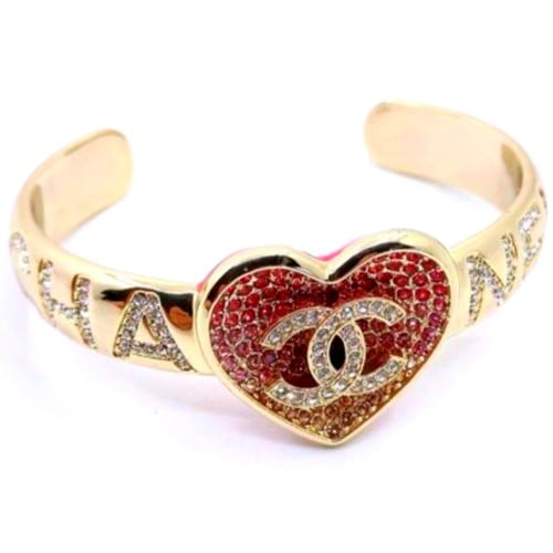 2023 سوار شانيل كف على شكل قلب مرصع بالكريستالات ا...