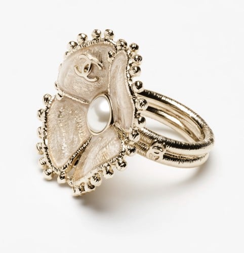 2024 خاتم شانيل معدن لألئ زجاجية كبيرة ذهبي لؤلؤي...