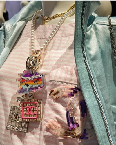 2024 قميص شانيل قطن بوبلين قطني مطرز