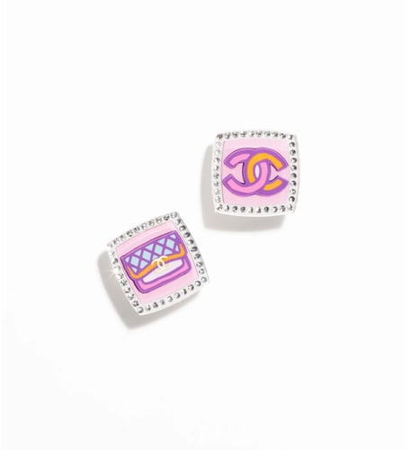 2024 اقراط شانيل غلق مسمار راتنج معدن ستراس