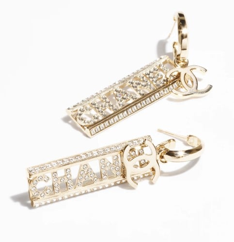 2024 شانيل اقراط بيندانت معدن ذهبي لألئ مرصع بالكر...