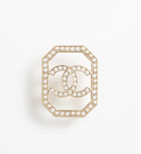 2024 شانيل بروش معدن ذهبي لألئ مرصع بالكريستال و ا...