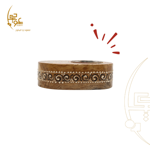 مبخرة خشبية بشكل بيضاوي - احمر واسود، وسط