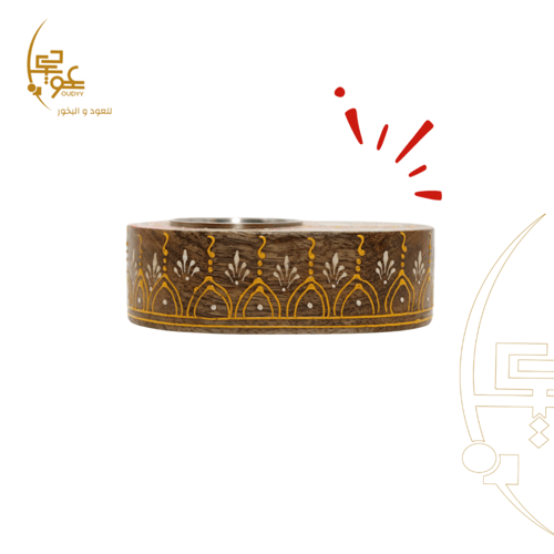 مبخرة خشبية بشكل بيضاوي - اخضر وسماوي، وسط