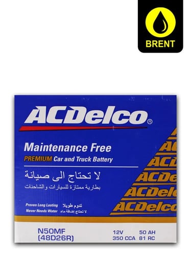 إيه سي ديلكو 50 أمبير بطارية سيارة أصلية طويلة العمر | ACDelco Vehicle Battery N50MF 48D26R 12V