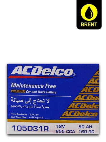 إيه سي ديلكو 90 أمبير بطارية سيارة أصلية طويلة العمر | ACDelco Vehicle Battery 105D31R 12V