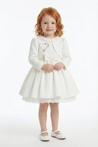 فستان مواليد مع جاكيت مطرز بالورد