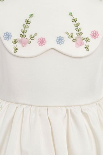 فستان انيق بقبة متحركة تطريز يدوي واكسسوار شعر