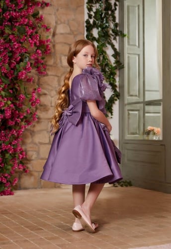 فستان مناسبات فخم متوفر لونين مع شنطة و تاج