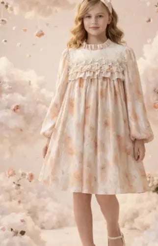 فستان لايت اورانج بشك على الصدر مع طوق للشعر