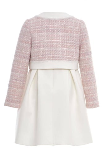 فستان بجاكيت وردي للسن المحير