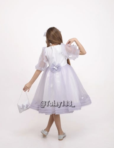 فستان الفراشات متوفر لونين مع طوق وشنطة