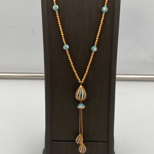 سبحة ذهب نسائية ملونة عيار 21 الوزن 13.29 جرام