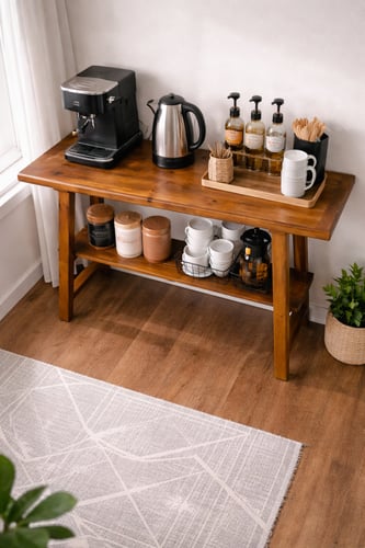 ركن قهوة أروما خشبي بمساحة تخزين مزدوجة