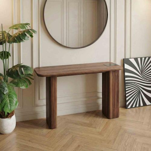 طاولة كونسول خشب بني بسطح لون خشبي