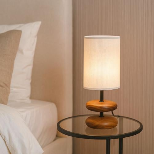 أباجورة خشبي بتصميم عصري - خشبي بني