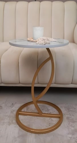 طاولة قهوة جانبية أنيقة – خشب ومعدن