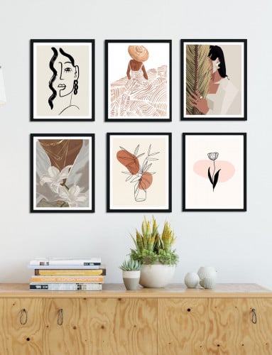 مجموعة لوحات قماش كنفاس مكونة من 6 لوحات ، بإطار ا...