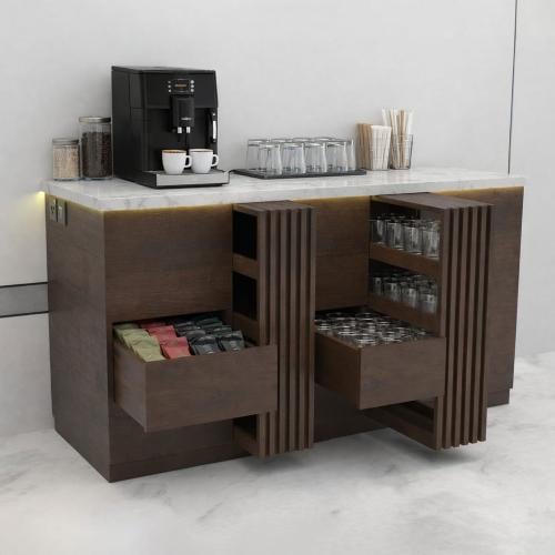 ركن مزاج القهوة ڤيرا -لون بني بسطح أبيض رخامي