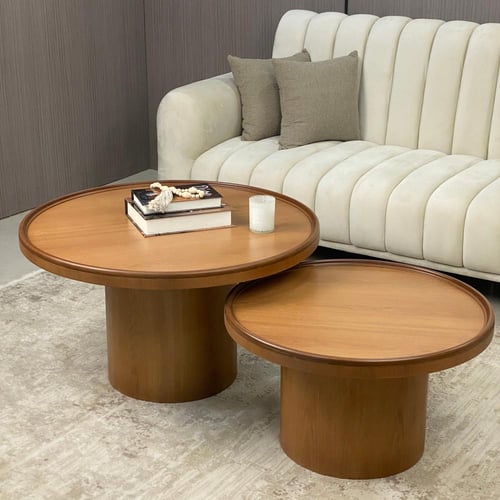 طاولتين خشب بجمال طبيعي من قشرة الجوز