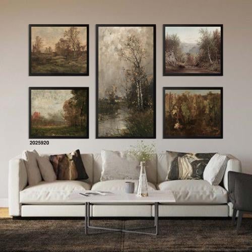 مجموعة 5 لوحات جدارية مناظر طبيعية كلاسيكية