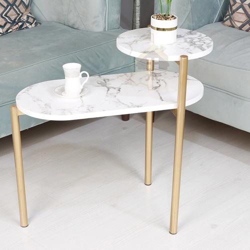 طاولة جولدن ستاك العصرية 2 طبقات – رخام صناعي ومعد...