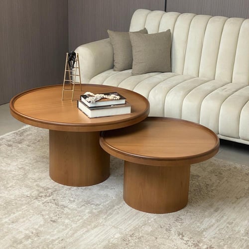 طاولتين خشب بجمال طبيعي من قشرة الجوز