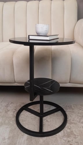 طاولة جانبية بديل الرخام بطبقتين بتصميم عصري