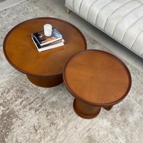 طقم طاولات خشبية بقشرة الجوز